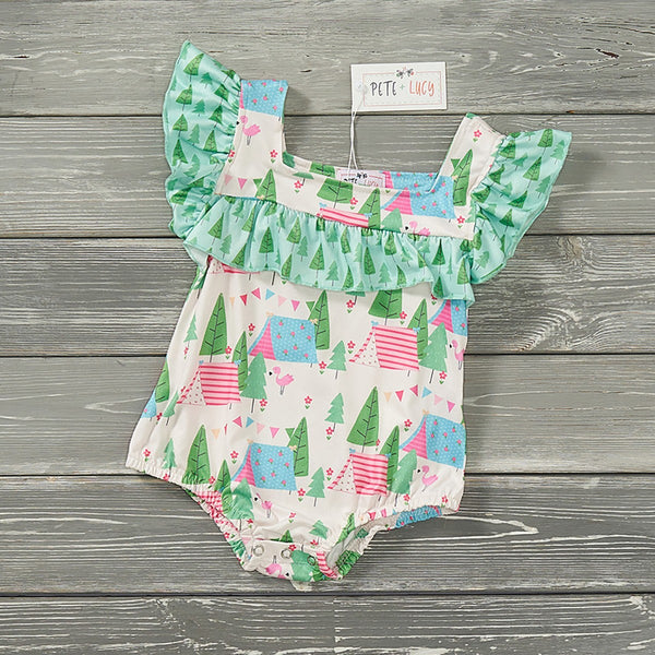 Let's Go Camping - Girl Infant Romper